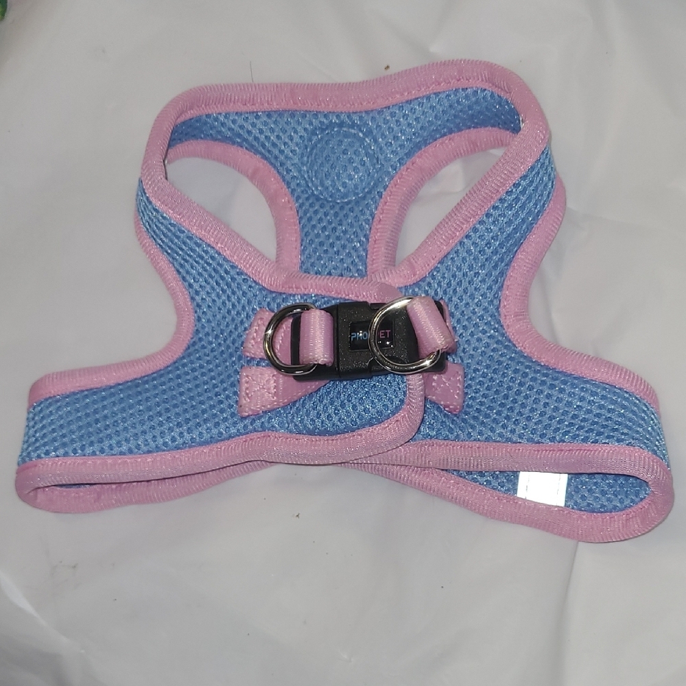 PHOEPET💗 Pastel Blue & Pink Step-In Dog Harness w/ Secure Velcro + Clip Closure